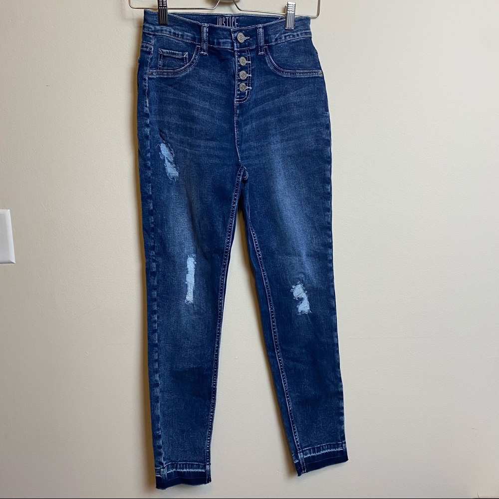 Justice high distressed rise jegging size 18